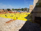 Yellow vapor barrier to keep moisture off concrete slab